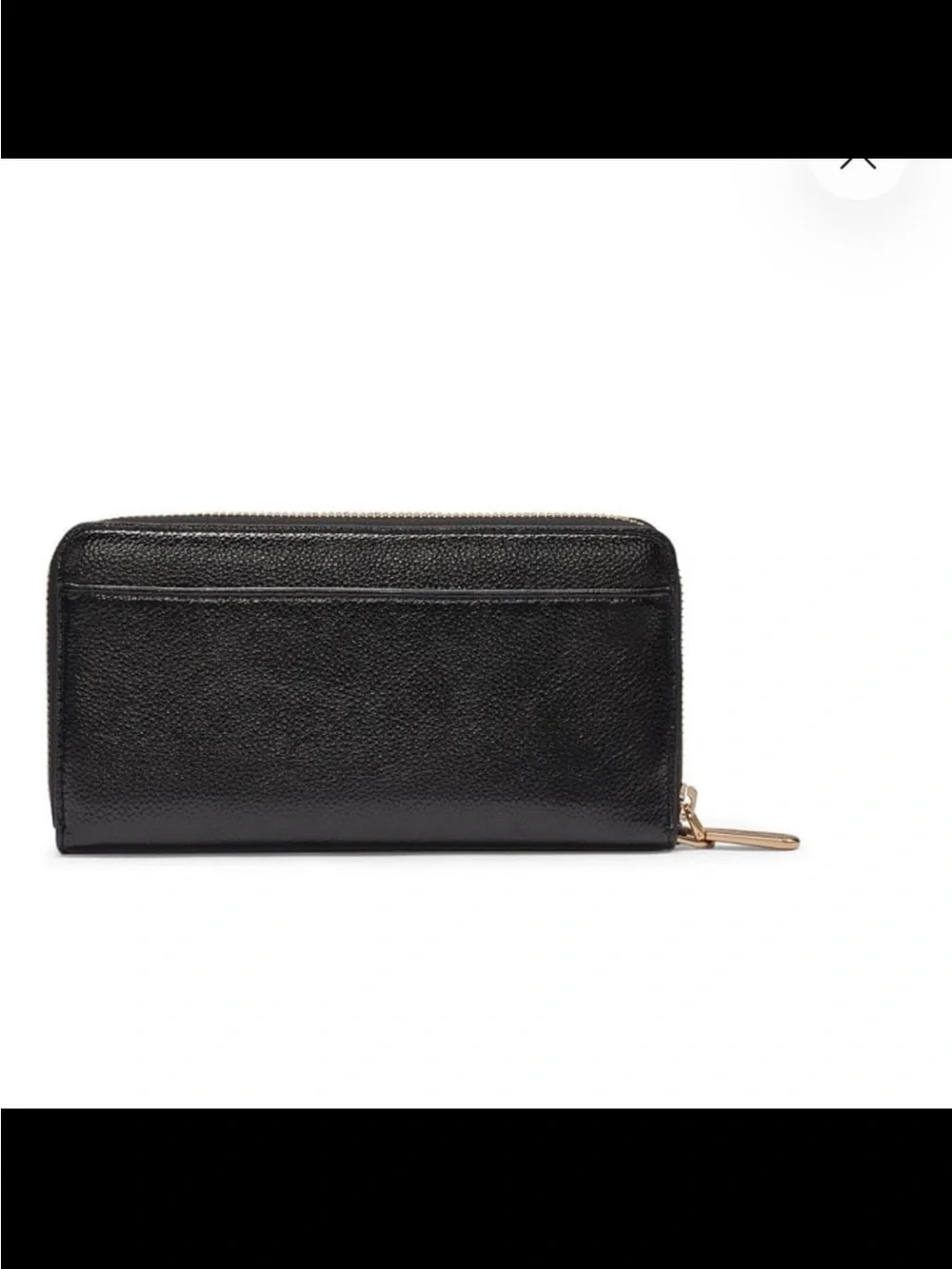 Karl Lagerfeld Black Pebbled Leather Zip Wristlet with Gold Logo